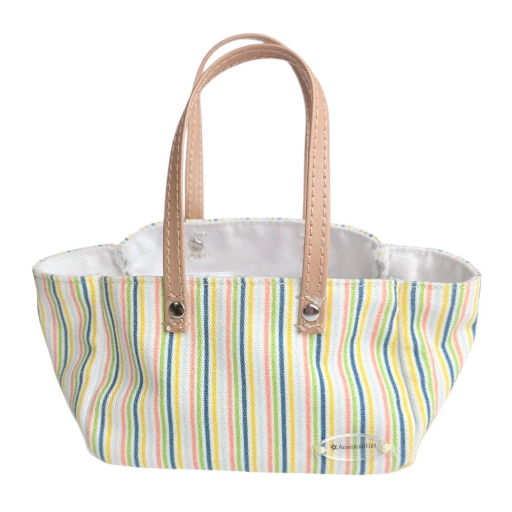 American Girl Tote Bag City Market Goodies Accessory Shopper Purse 6" Striped